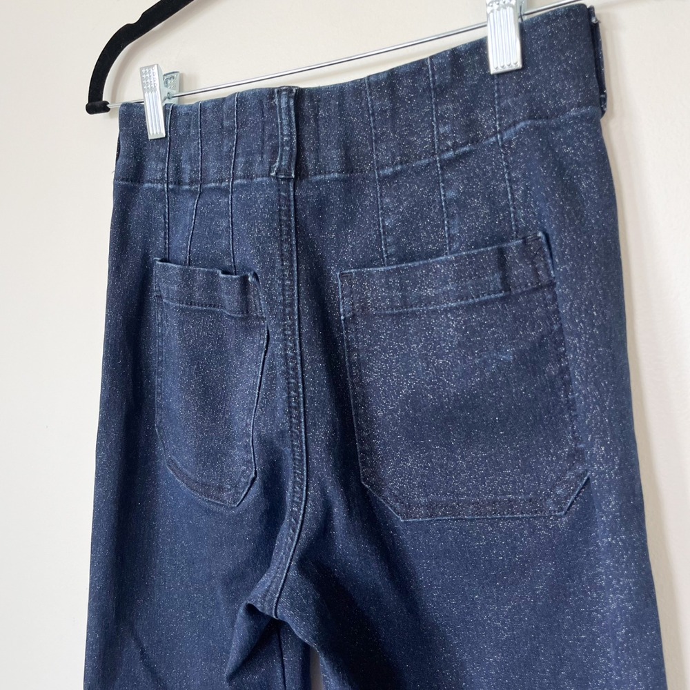 Anthropologie Maeve Collette Sparkle Denim Wide Leg Cropped Pants Womens 26 - Picture 9 of 16